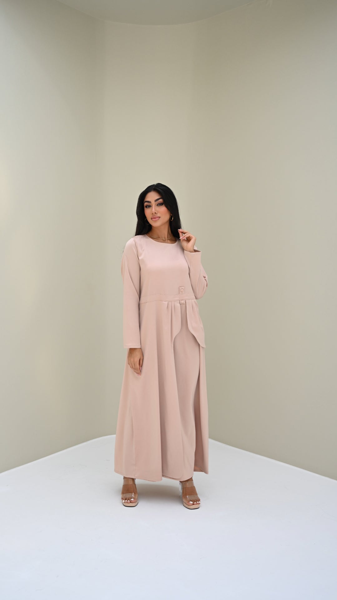 C 002 Beige Under Abaya Dress