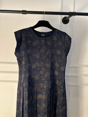 C 0021 Premium Navy Blue Pleated Under Abaya Dress