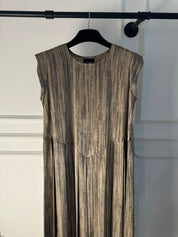 C 0022-01 Premium Beige Pleated Under Abaya Dress