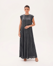 C 0022-02 Premium Grey Pleated Under Abaya Dress