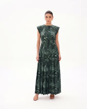 C 0024-01 Premium Dark Green Swirl Under Abaya Dress