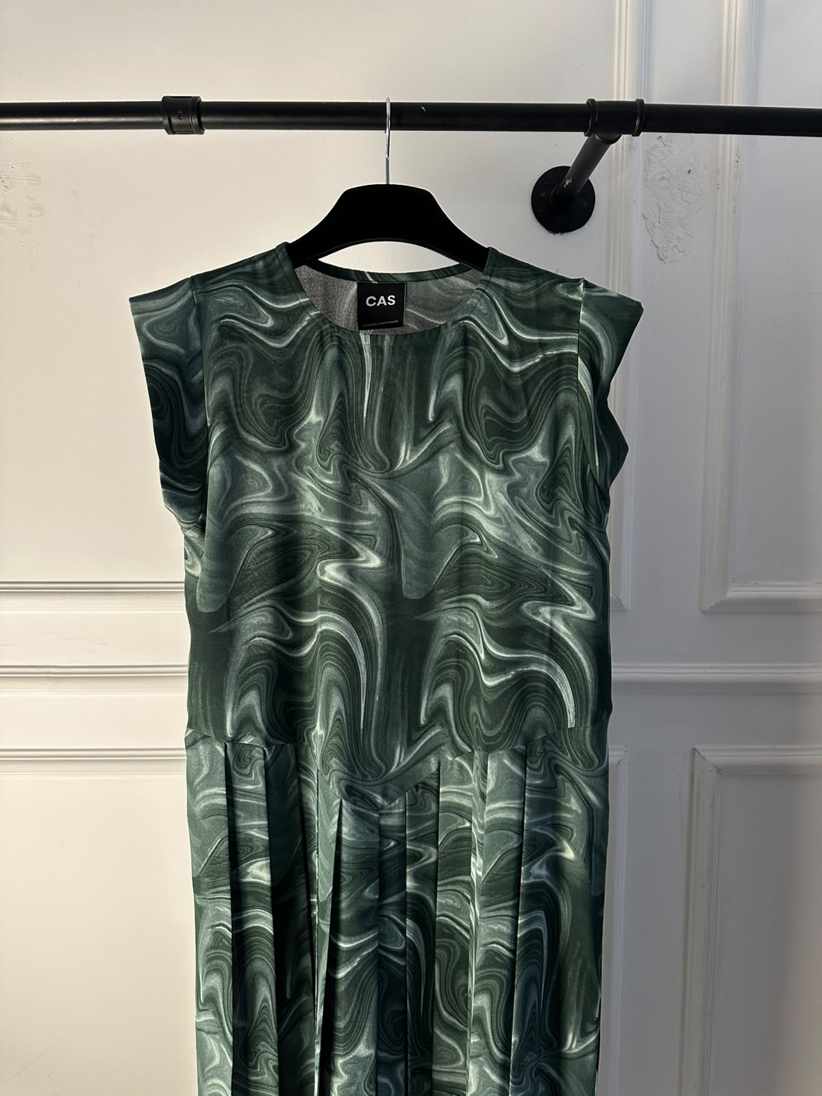 C 0024-01 Premium Dark Green Swirl Under Abaya Dress