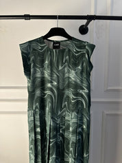 C 0024-01 Premium Dark Green Swirl Under Abaya Dress