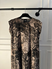 C 0024-02 Premium Maple Brown Swirl Under Abaya Dress