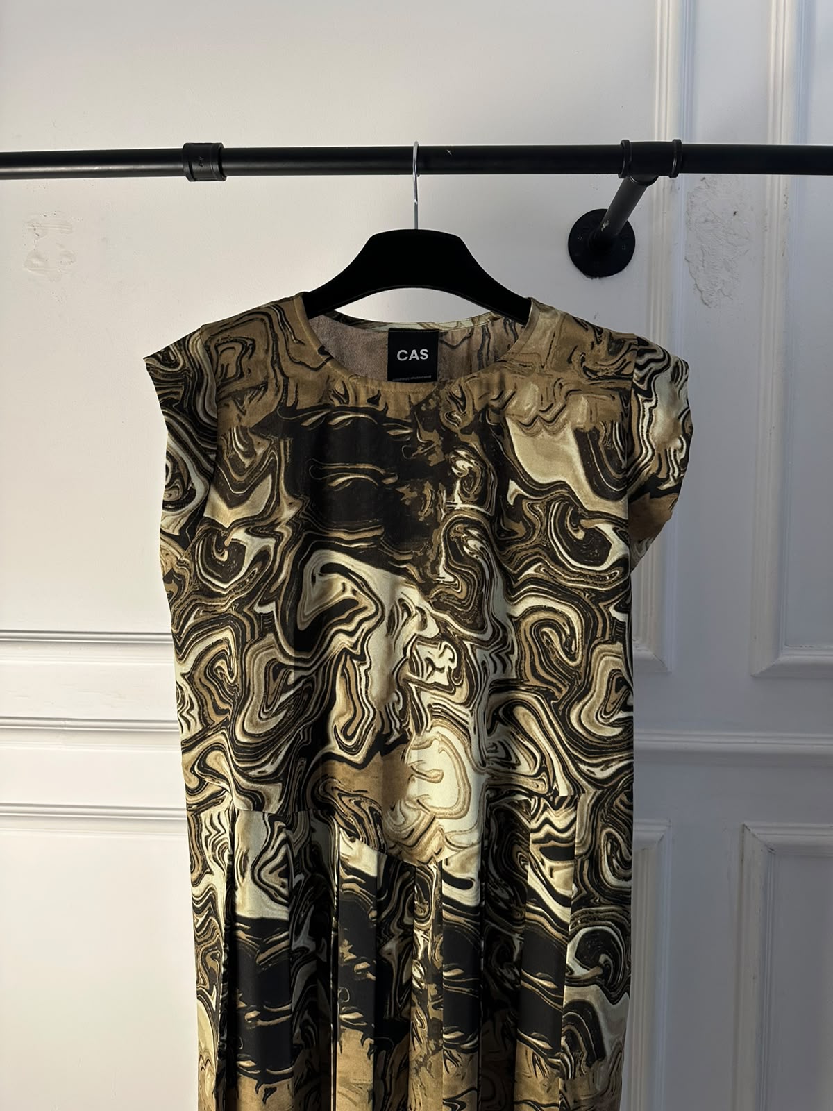 C 0024-03 Premium Golden Brown Swirl Under Abaya Dress - soft satin - 250