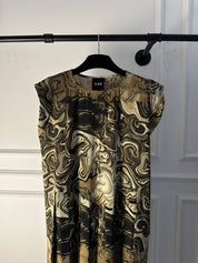 C 0024-03 Premium Golden Brown Swirl Under Abaya Dress - soft satin - 250