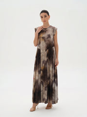 C 0024-05 Premium Caramel Brown Swirl Under Abaya Dress