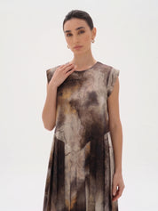 C 0024-05 Premium Caramel Brown Swirl Under Abaya Dress