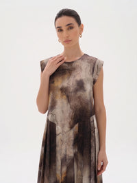 C 0025-05 Premium Caramel Brown Swirl Under Abaya Dress - XS / 49