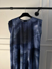 C 0024-06 Premium Dark Blue Swirl Under Abaya Dress
