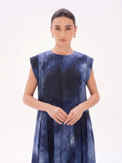 C 0024-06 Premium Dark Blue Swirl Under Abaya Dress