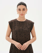 C 0026-01 Premium Mocha Polka Dot Under Abaya Dress