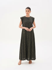 C 0026-03 Premium Dark Green Polka Dot Under Abaya Dress