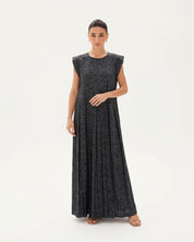 C 0026-04 Premium Charcoal Polka Dot Under Abaya Dress