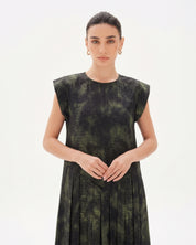 C 0027-01 Premium Green Patterned Under Abaya Dress