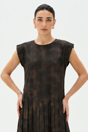 C 0027-02 Premium Bronze Patterned Under Abaya Dress