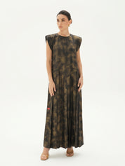 C 0027-03 Premium Brown Patterned Under Abaya Dress