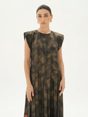 C 0027-03 Premium Brown Patterned Under Abaya Dress