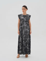 C 0027-04 Premium Grey Patterned Under Abaya Dress