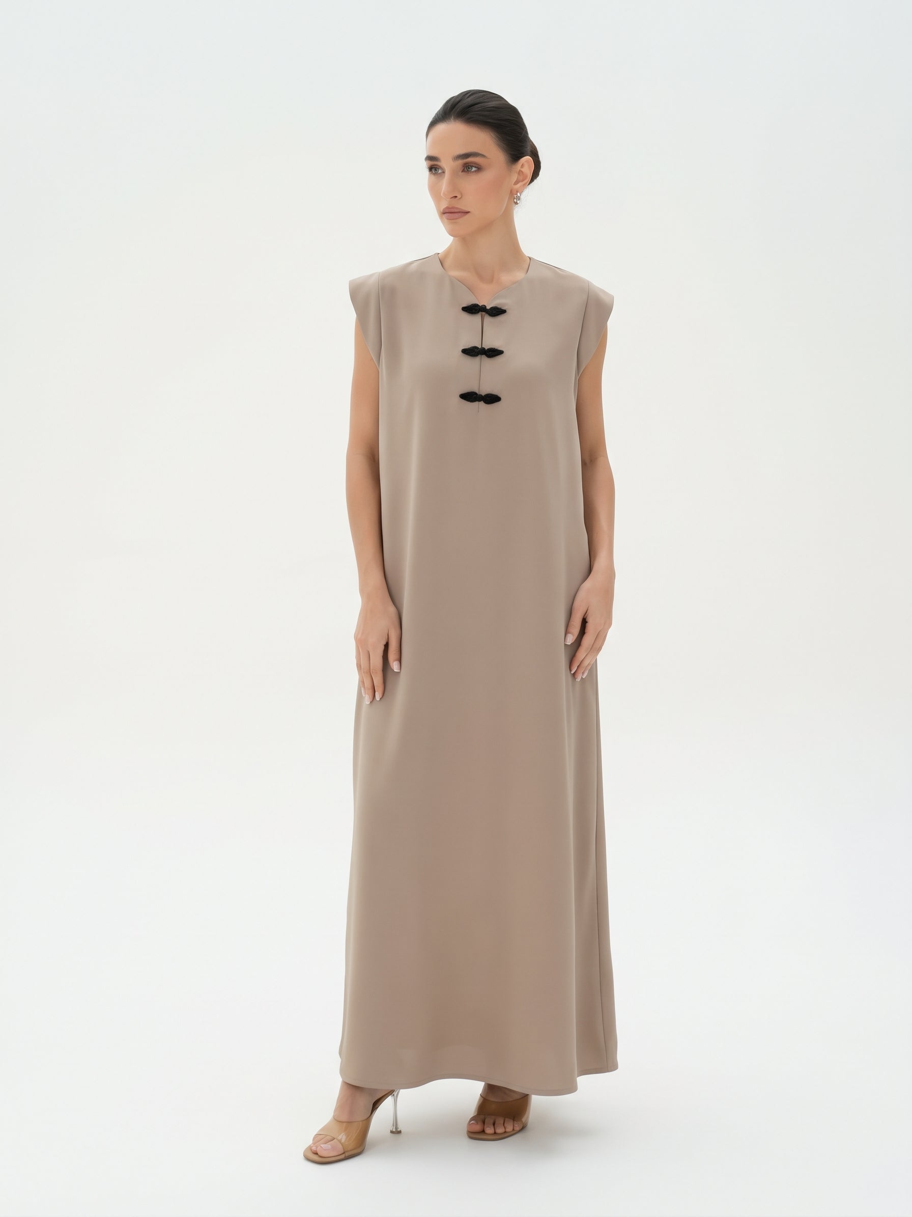 C 0028-01 Premium Beige Under Abaya Dress