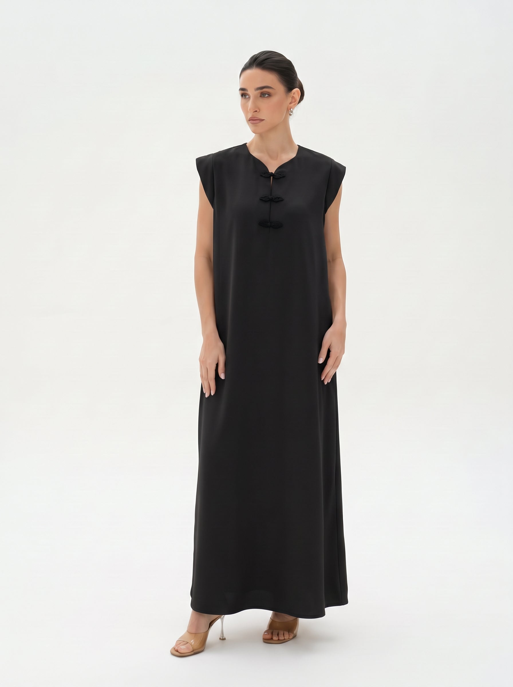 C 0028-02 Premium Black Under Abaya Dress
