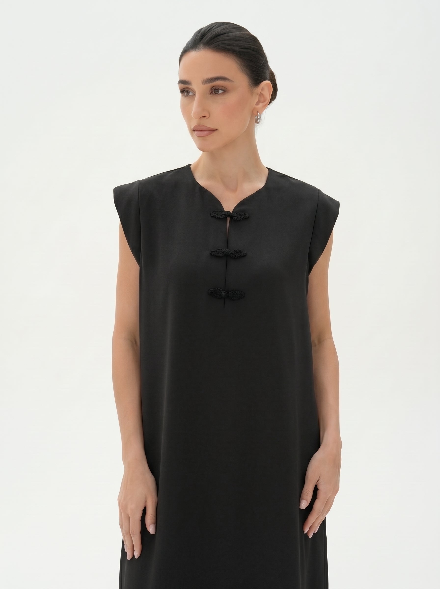 C 0028-02 Premium Black Under Abaya Dress