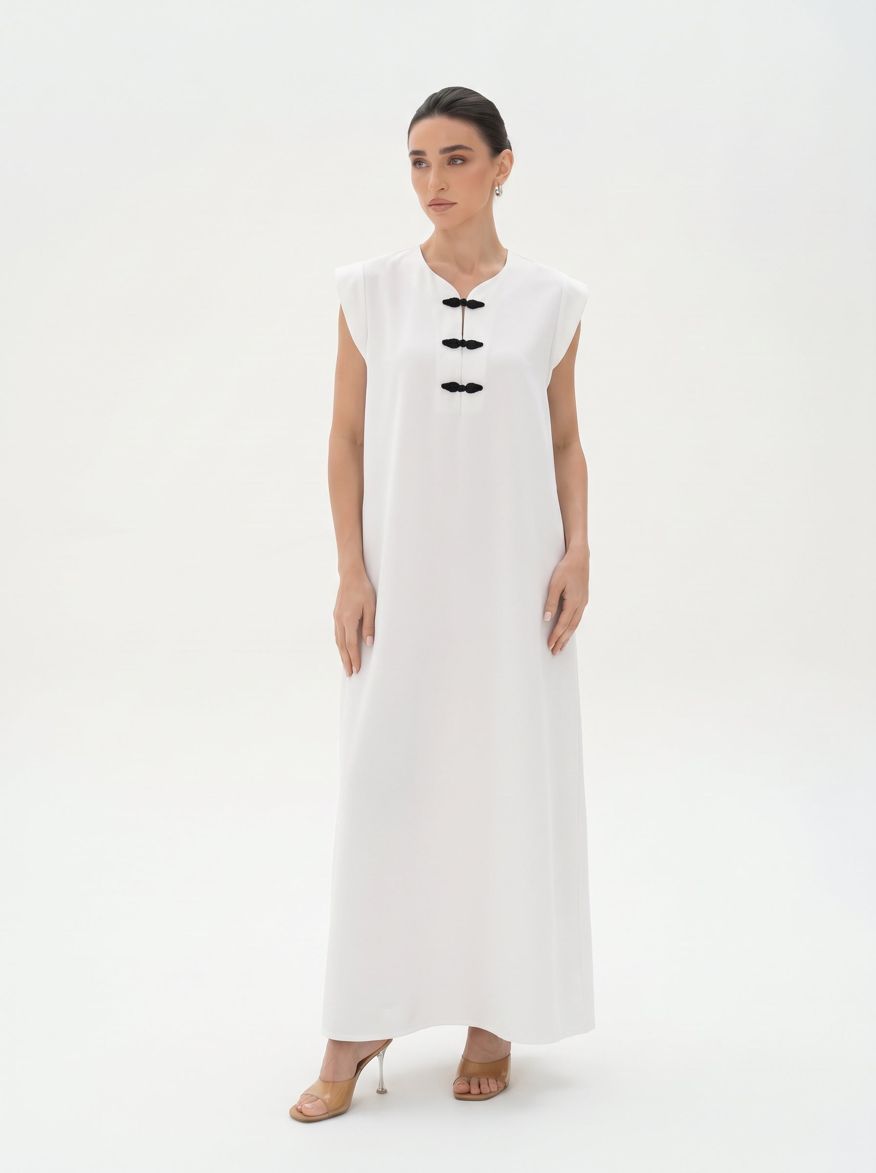C 0028-03 Premium White Under Abaya Dress