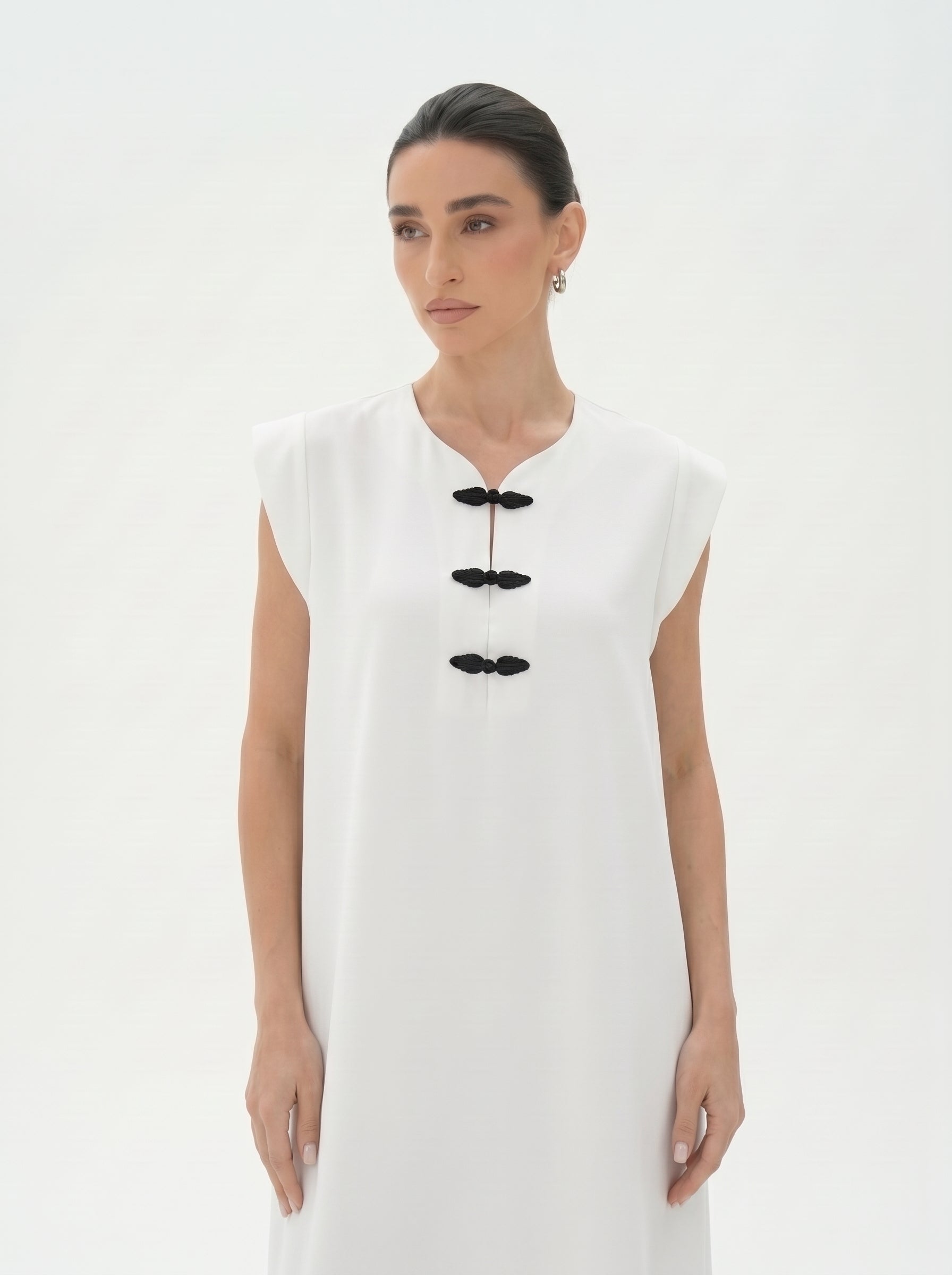 C 0028-03 Premium White Under Abaya Dress