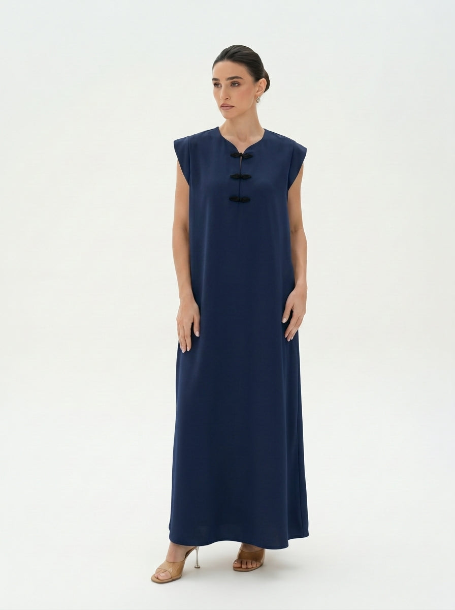 C 0028-04 Premium Navy Under Abaya Dress