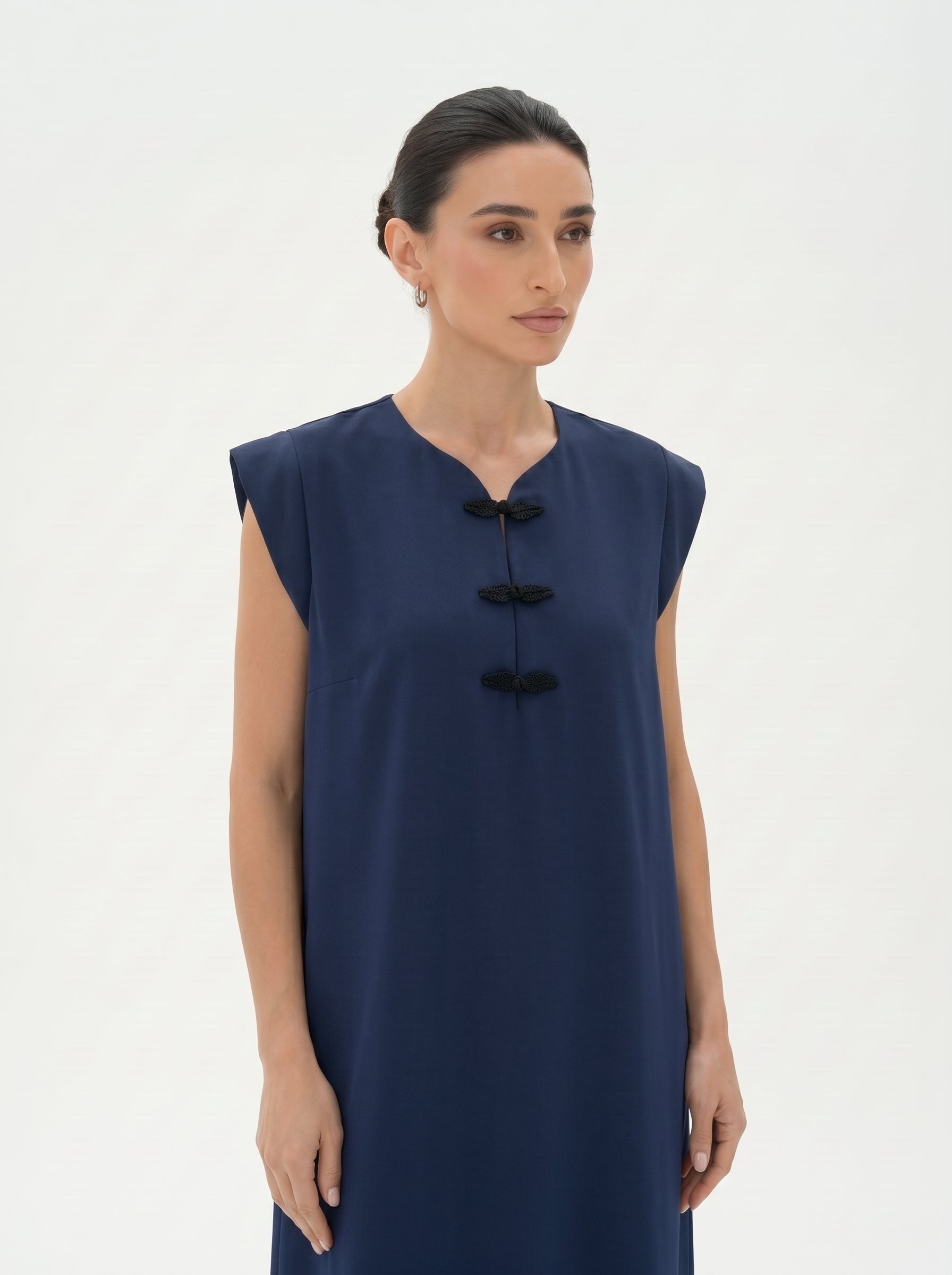 C 0028-04 Premium Navy Under Abaya Dress
