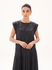 C 0029-03 Premium Charcoal Pleated Under Abaya Dress
