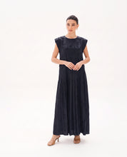 C 0029-04 Premium Dark Navy Pleated Under Abaya Dress