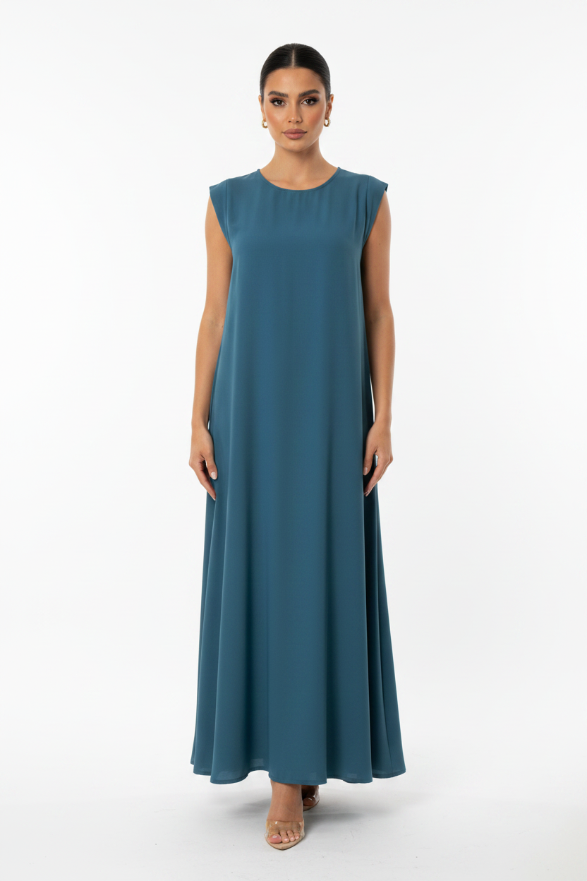 C 005-16 Premium Dark Teal Under Abaya Dress