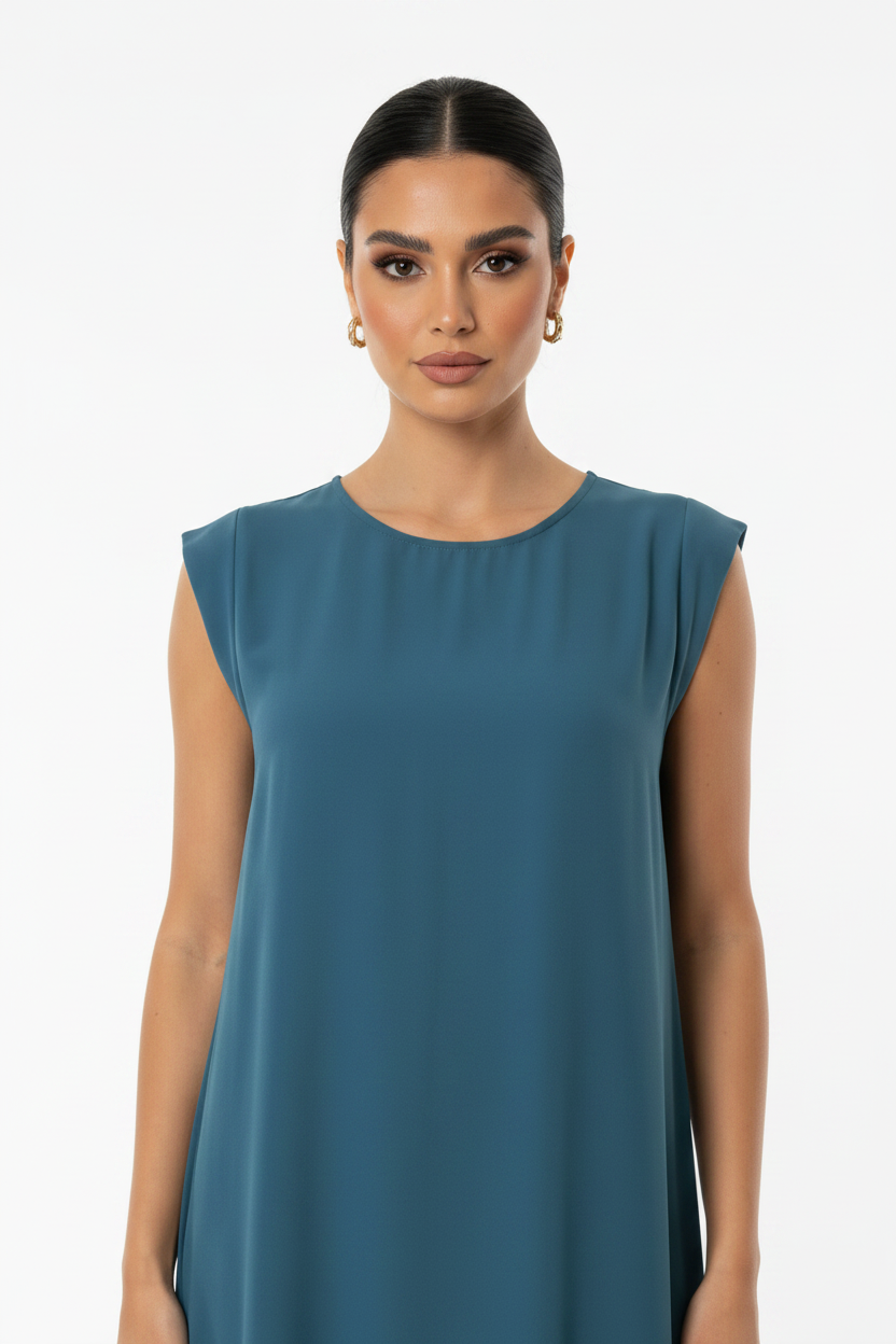 C 005-16 Premium Dark Teal Under Abaya Dress