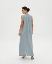 C 006 - 02 Premium Sky Blue Pleated Under Abaya Dress