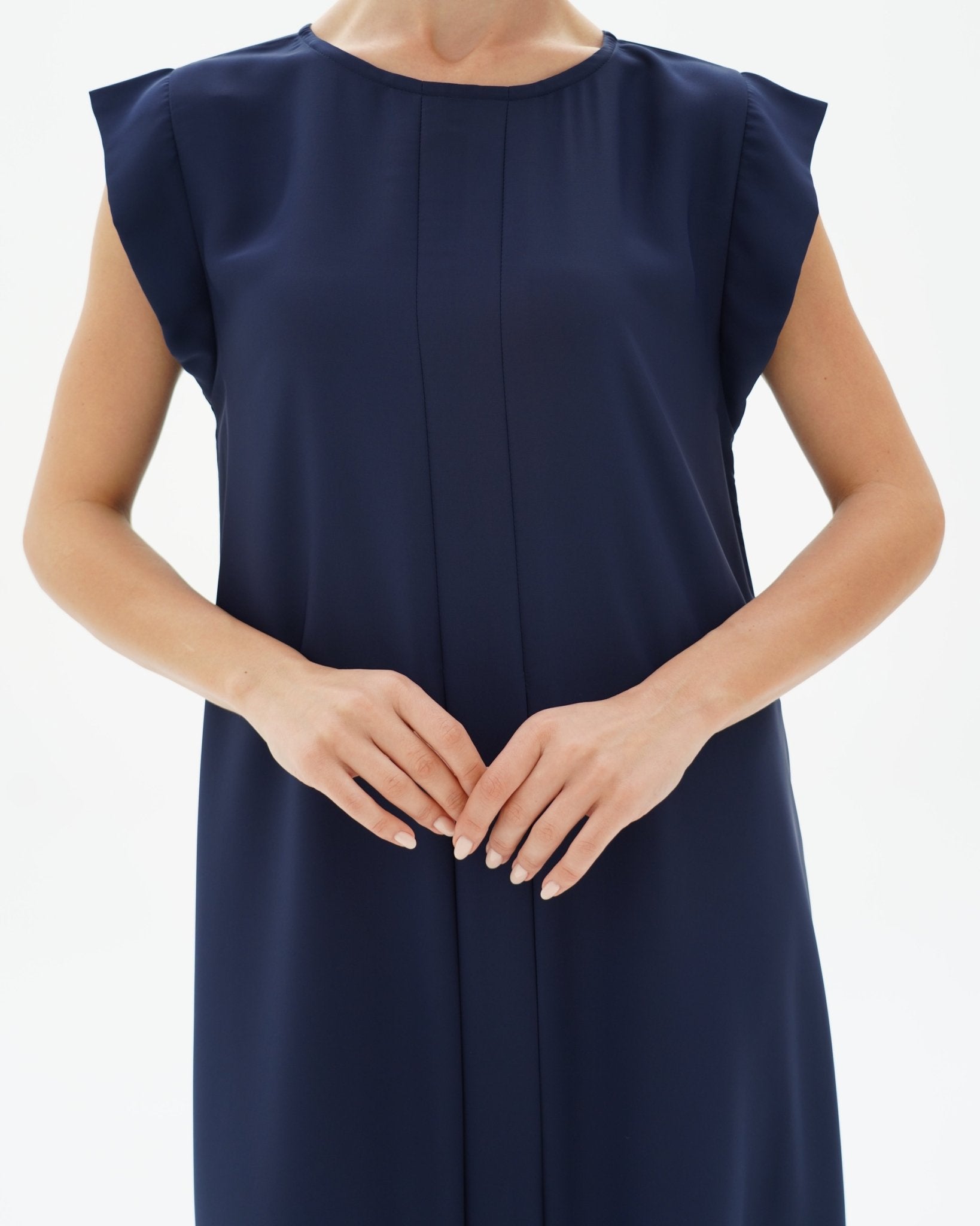 C 006 - 04 Premium Navy Pleated Under Abaya Dress