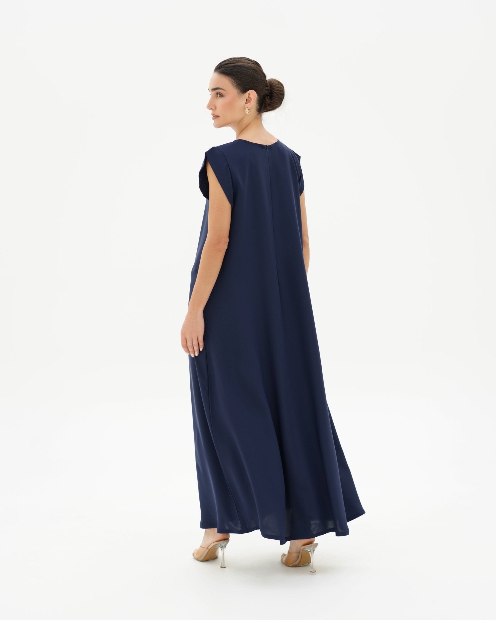C 006 - 04 Premium Navy Pleated Under Abaya Dress