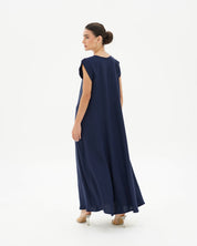 C 006 - 04 Premium Navy Pleated Under Abaya Dress