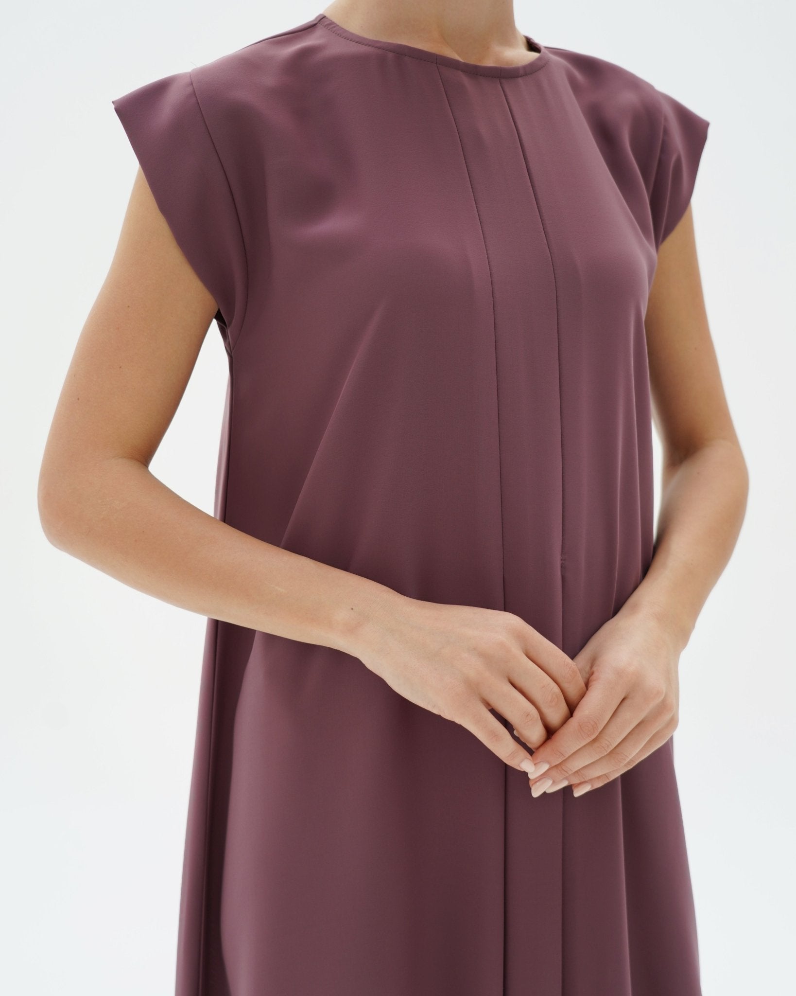 C 006 - 06 Premium Dull Magenta Pleated Under Abaya Dress