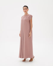 C 006 - 07 Premium Pale Pink Pleated Under Abaya Dress