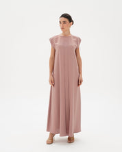 C 006 - 07 Premium Pale Pink Pleated Under Abaya Dress