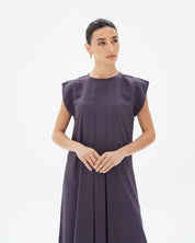 C 006 - 08 Premium Dove Grey Pleated Under Abaya Dress