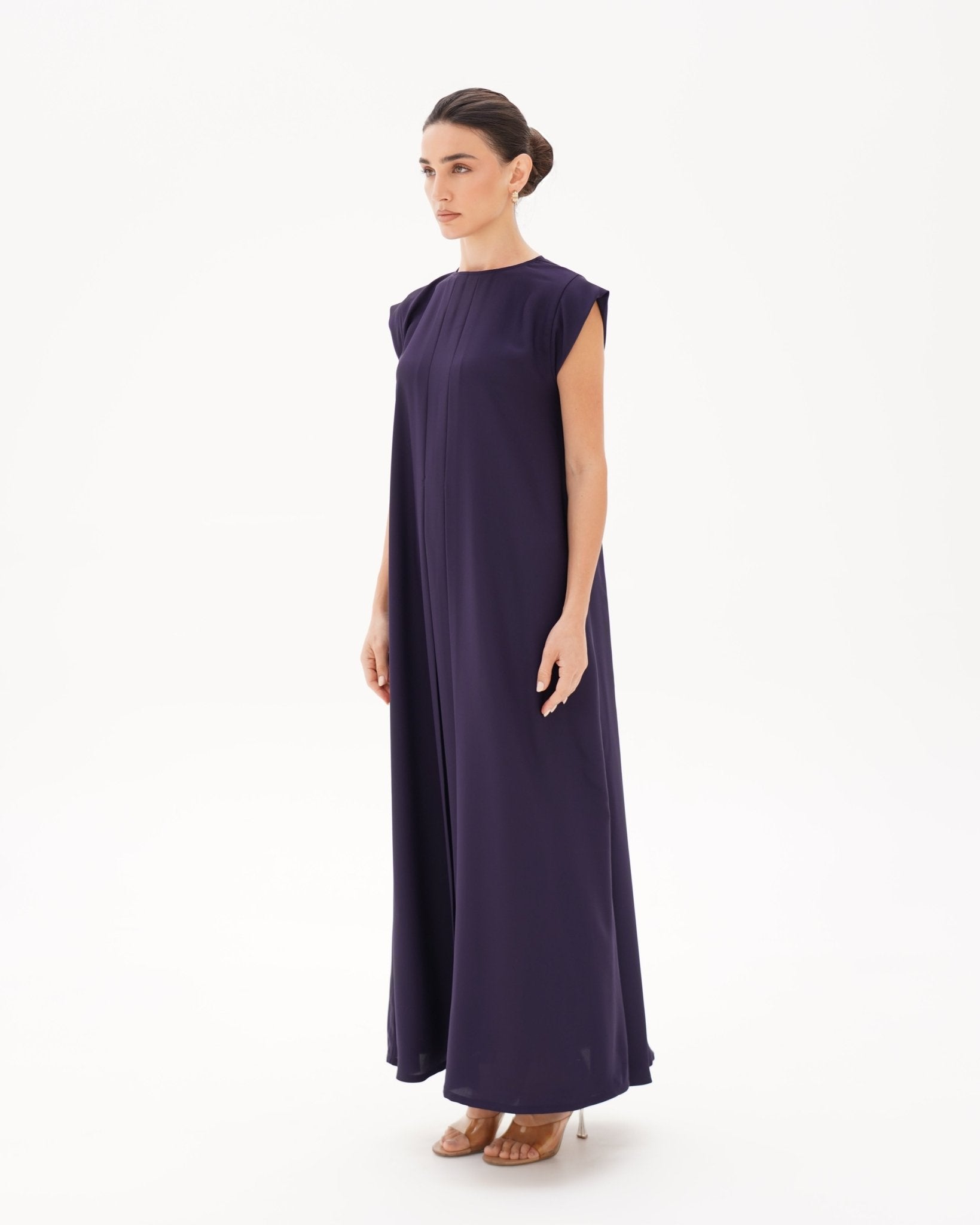 C 006 - 11 Premium Indigo Pleated Under Abaya Dress