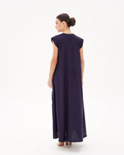 C 006 - 11 Premium Indigo Pleated Under Abaya Dress