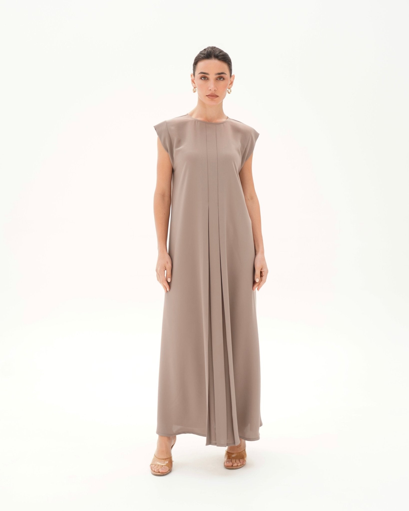 C 006 - 12 Premium Almond Pleated Under Abaya Dress