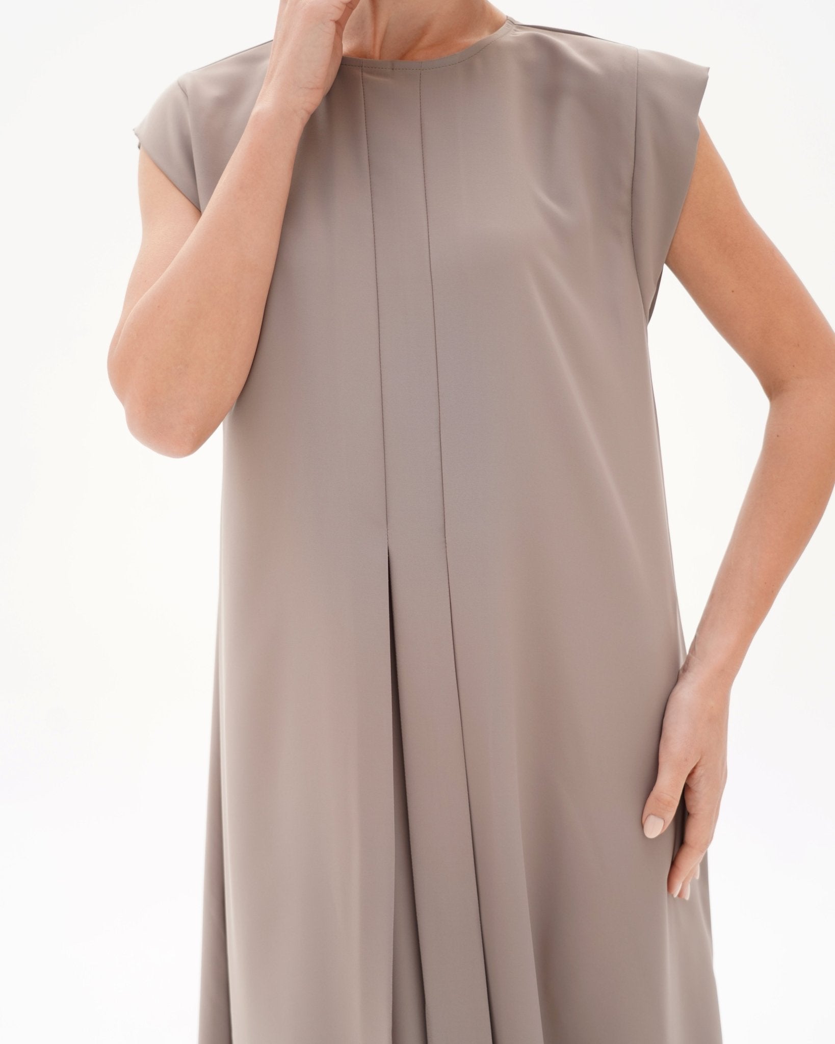 C 006 - 12 Premium Almond Pleated Under Abaya Dress