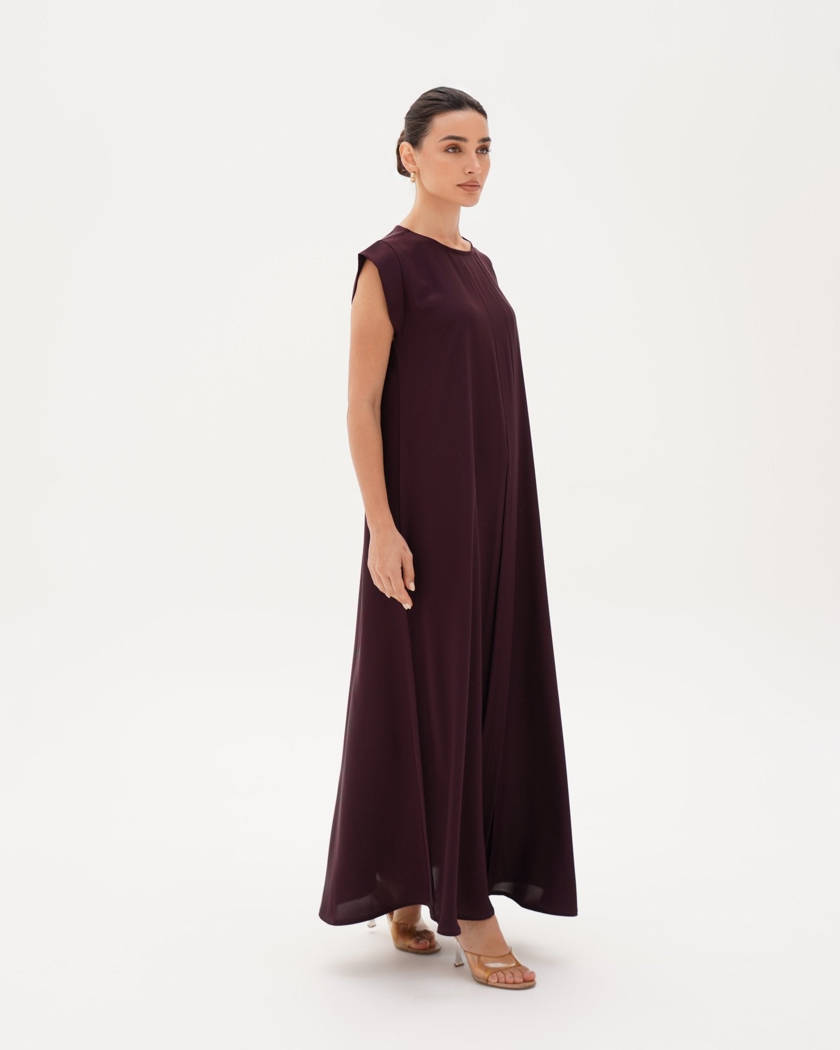 C 006 - 13 Premium Mulberry Pleated Under Abaya Dress
