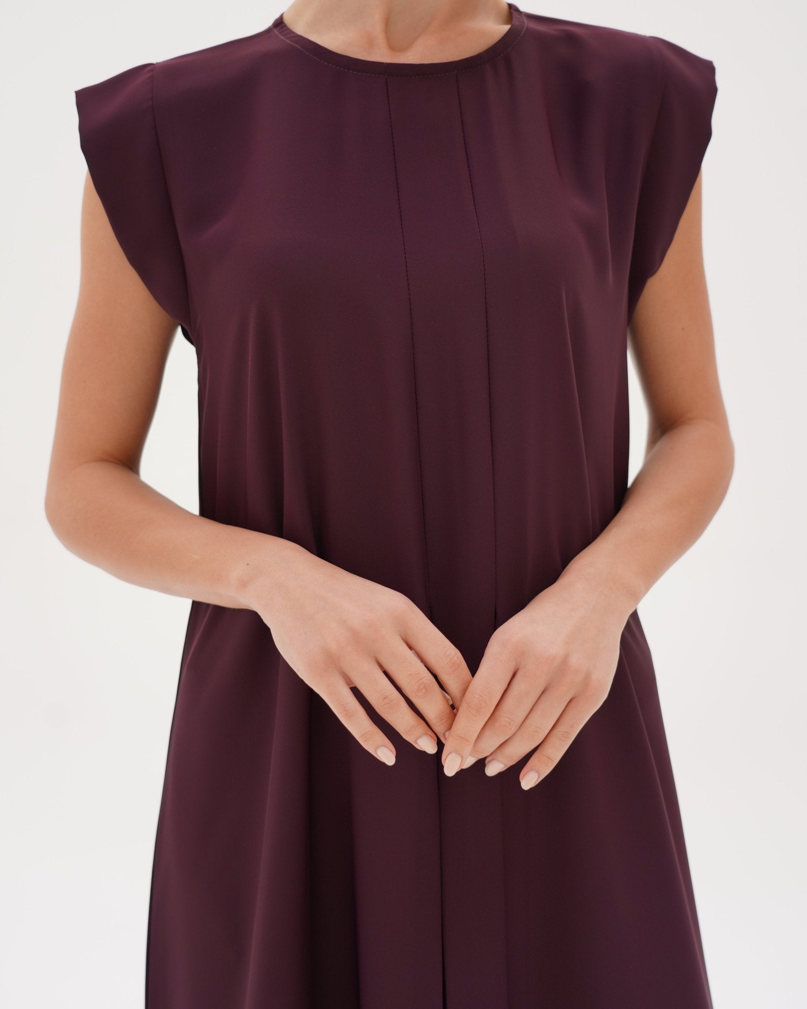 C 006 - 13 Premium Mulberry Pleated Under Abaya Dress