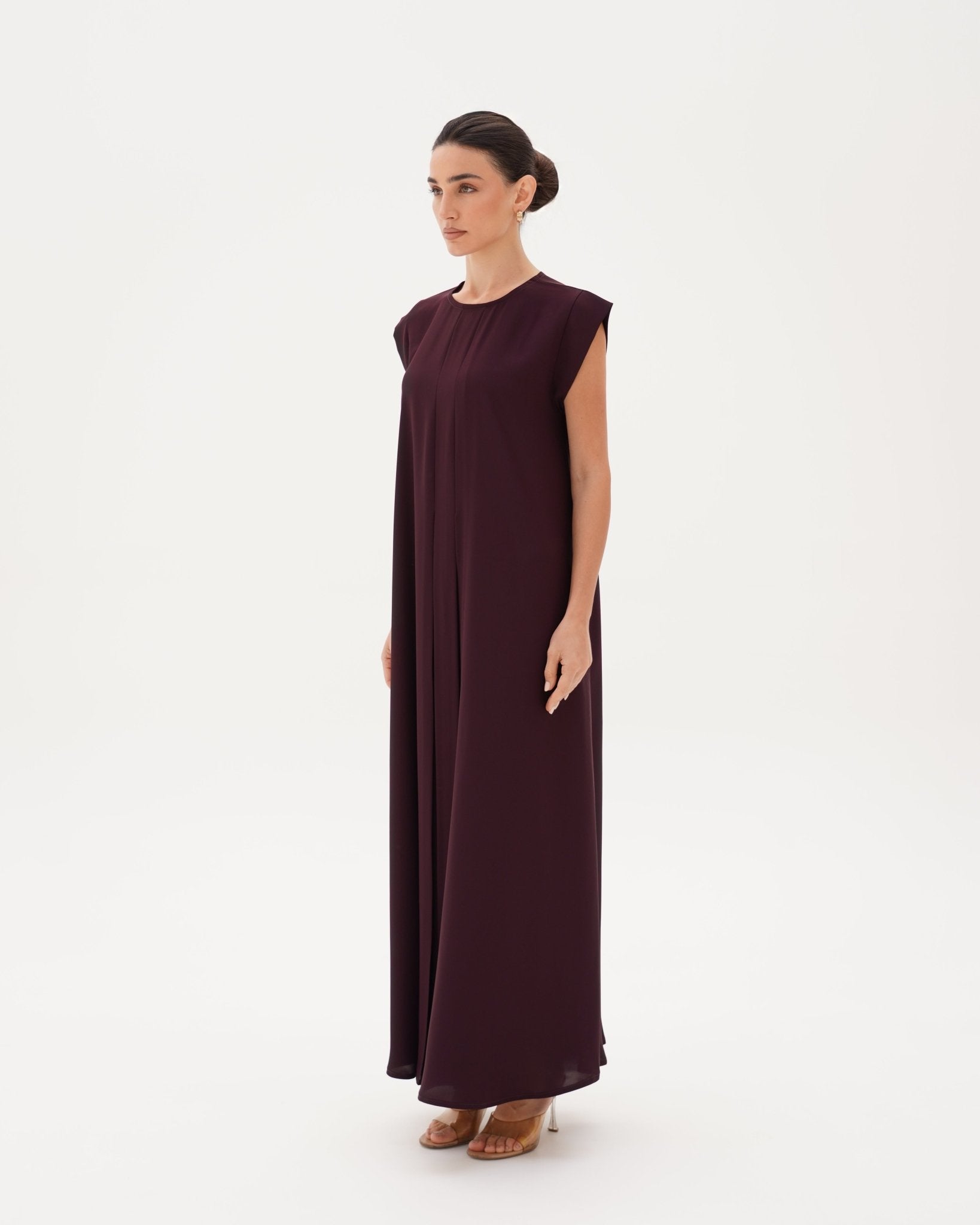 C 006 - 13 Premium Mulberry Pleated Under Abaya Dress