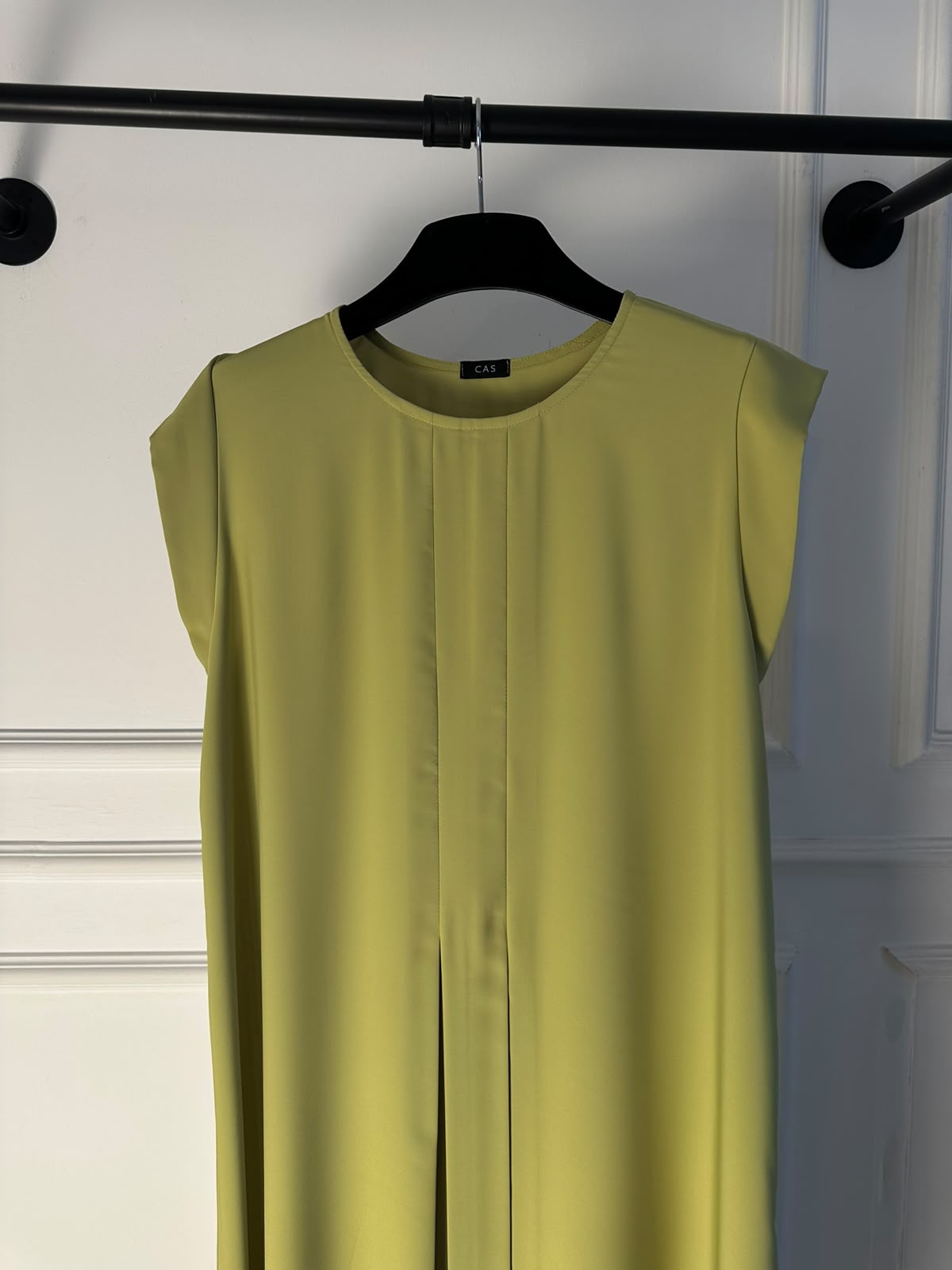 C 006-15 Premium Lime Green Pleated Under Abaya Dress
